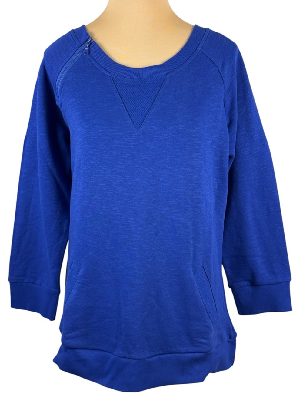 NWT Cutter & Buck Women's Large Royal Blue 3/4 Sleeve Quarter Zip Neck Pullover